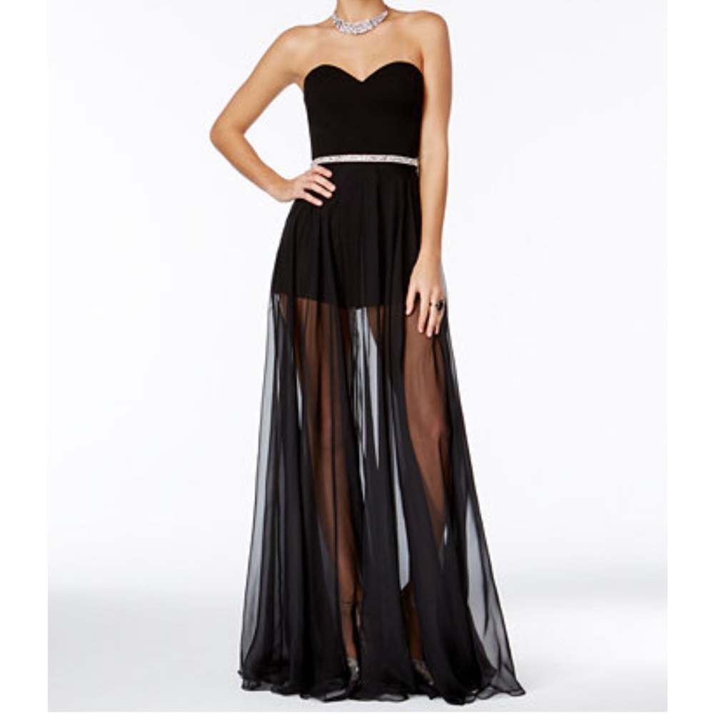 Crystal Doll Embellished Sheer-Overlay Romper
